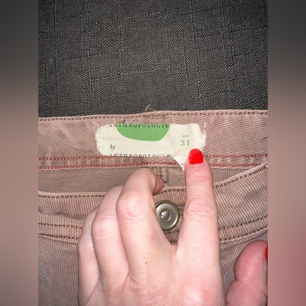 Anthropologie‎ Size 31 Brown Tan Corduroy Straight Slim Pants - Picture 9 of 12